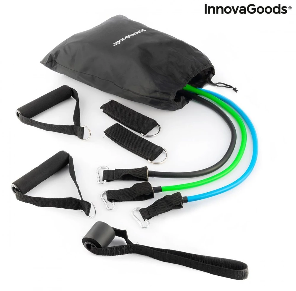 „InnovaGoods Rinkinys“ pasipriešinimo juostos su priedais ir pratimų vadovu. „InnovaGoods Tribainer“ 3 vnt.