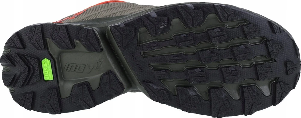Inov-8 RocFly G 350 vyriški alyvuogių-oranžiniai batai.