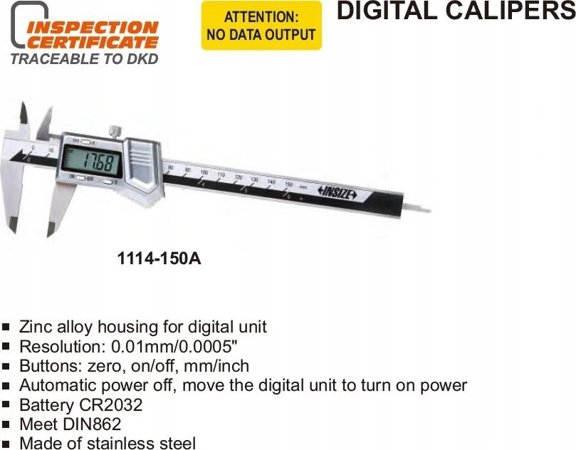 3M Insize Dydis CALIPER 150 SKAITMENŲ 6 SQ / ROLL / cinko dėklas / CERT.