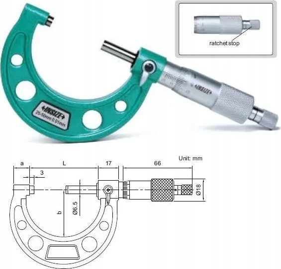 Insize Dydis MIKROMETR 225-250 STANDARTAS