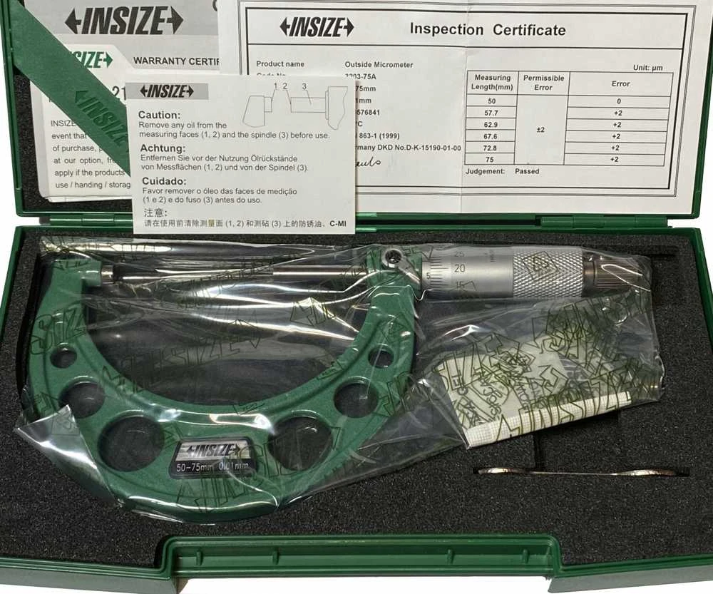 Insize Dydis MIKROMETR 50-75 STANDARD /CERT.