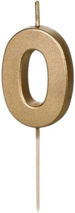 Inspiruj Gimtadienio žvakutė su smeigtuku nr 0 auksinė 4,5cm