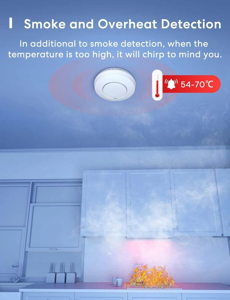 „Meross GS559A“ išmanusis „WiFi“ dūmų jutiklis („HomeKit“)