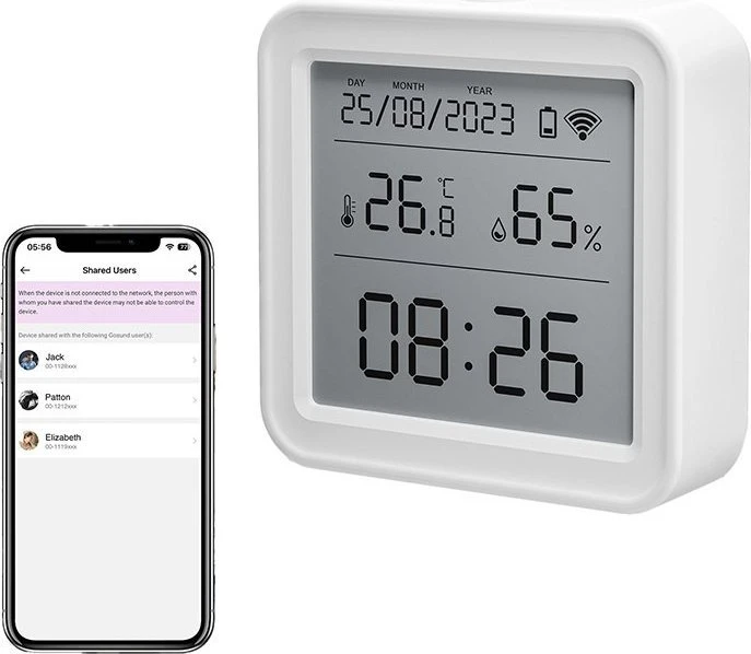 Zigbee Gosund ST17 LCD išmanusis temperatūros ir drėgmės jutiklis Tuya