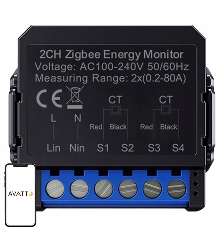 Avatto ZigBee išmanusis dvikryptis energijos skaitiklis ZWPM16-2