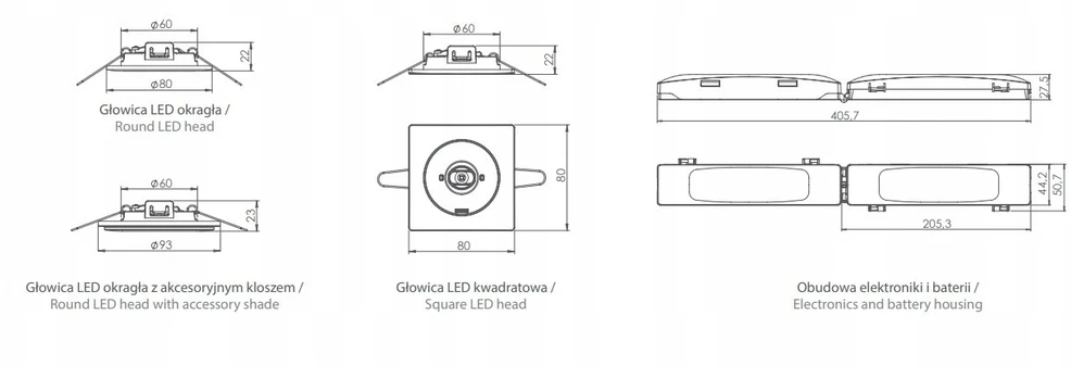 Intelight Avarinis įleidžiamas šviestuvas STARLET SPOT ROUND SO 150 NM 1H MT IP20 (IP65) / 83001