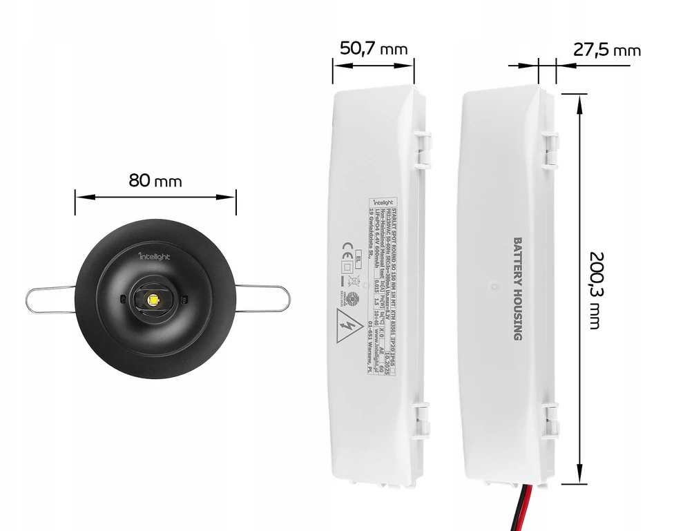 Intelight Avarinė įleidžiama šviestuvo armūra STARLET SPOT ROUND SO 150 NM 1H MT IP20 (IP65 – žr. priedus) juoda / 83501