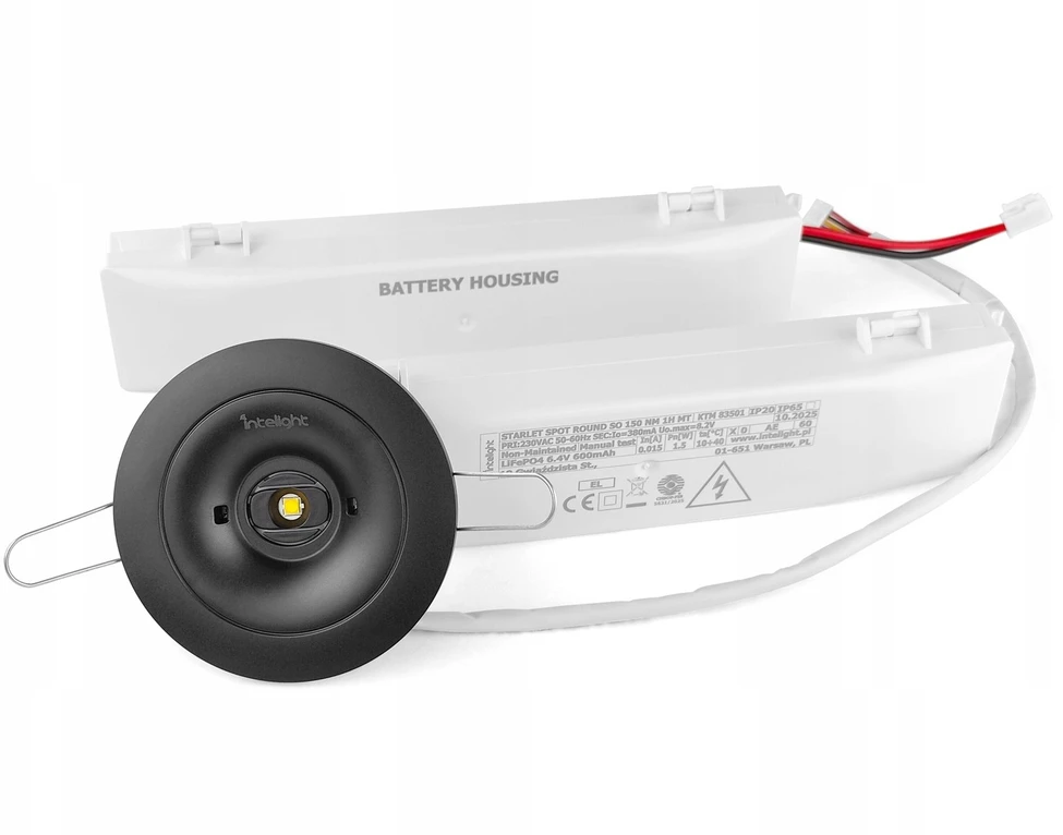 Intelight Avarinė įleidžiama šviestuvo armūra STARLET SPOT ROUND SO 150 NM 1H MT IP20 (IP65 – žr. priedus) juoda / 83501