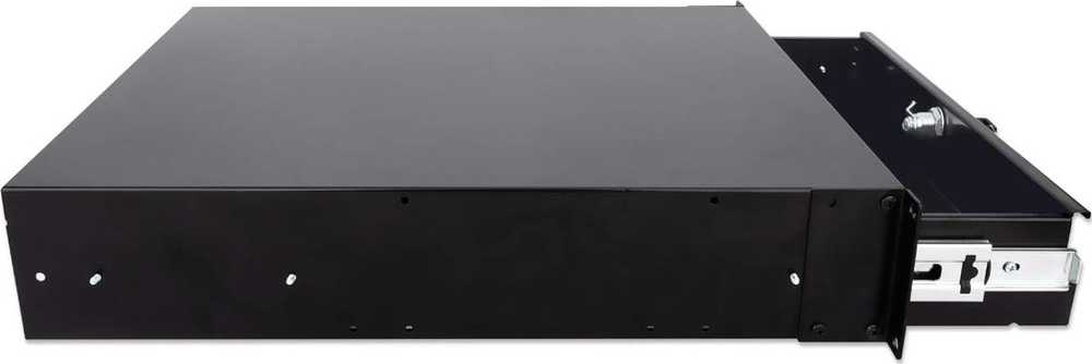 Intellinet 715829 2U stalčius 19" stelažų spintelėms, Rakinama, 466mm, Juoda