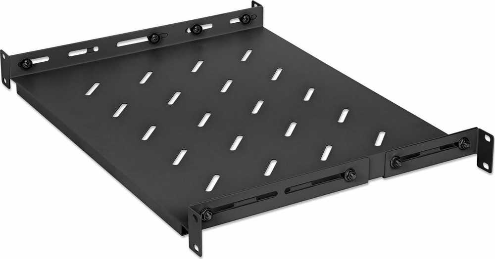 INTELLINET 19" su kintamomis bėgeliais fiksuotam tvirtinimui 1U, 350-550 mm Gylis, Juodas, 714082