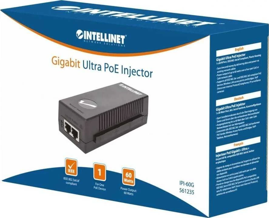 Intracom INTELLINET Gigabit PoE+ Injector One 30 W prievadas IEEE 802.3at/af Suderinamas plastikinis korpusas