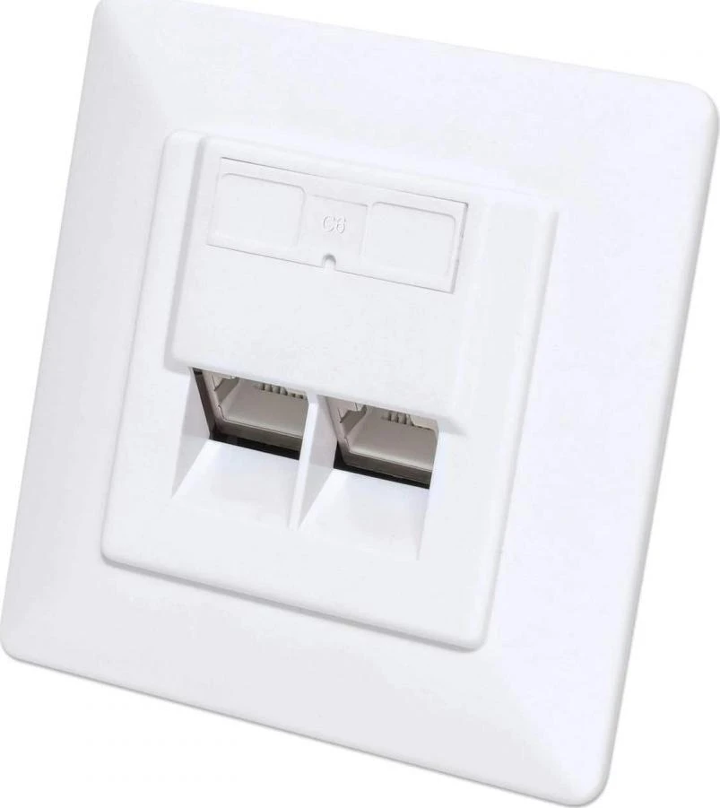 Intellinet 771900 Lizdas jungiama į tinklą podtynkowe 2xRJ45 Cat6 10G, STP, 80x80mm, balta