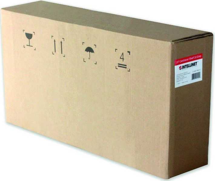 Intellinet 162104 lentyna 1U 200 mm stovas 19" 2 tvirtinimo taškai, vientisa, pilka_