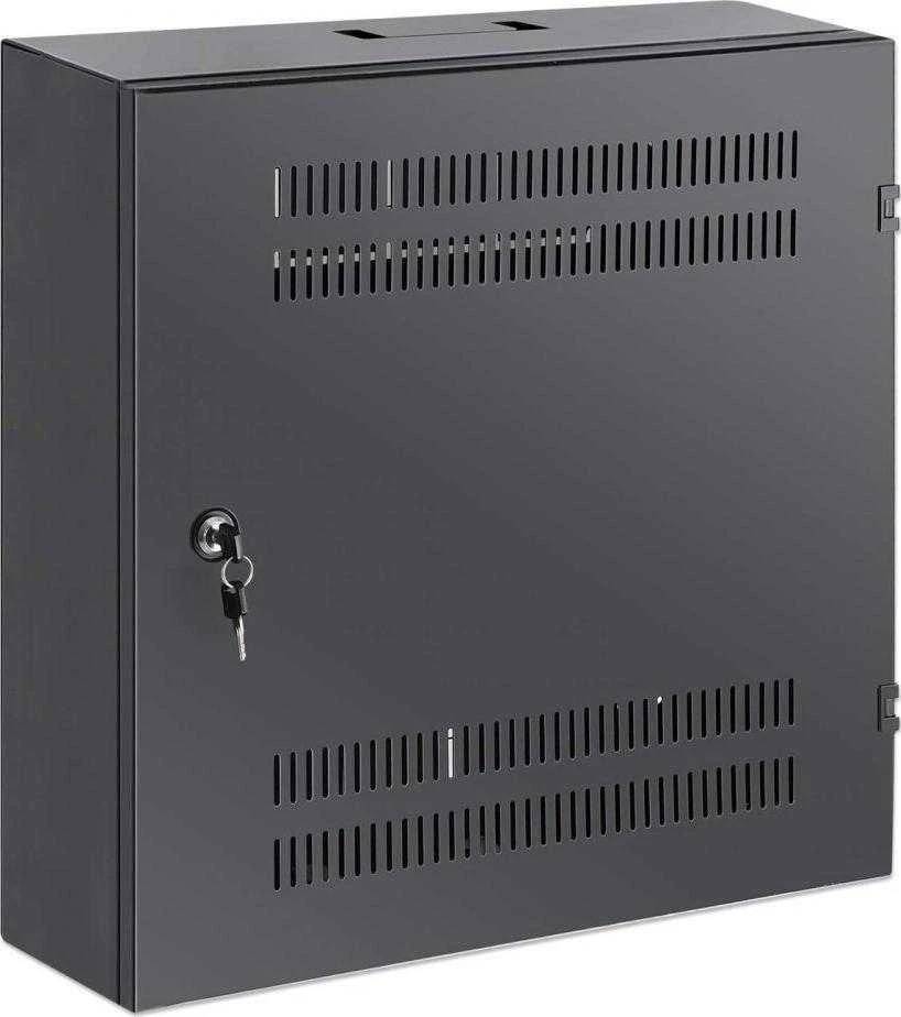 Intracom INTELLINET žemo profilio 19 colių sieninė spintelė su 4U horizontaliais ir 2U vertikaliais bėgiais 170 mm 6,7 gylio juodas RAL7021