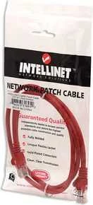 Intracom INTELLINET tinklo kabelis Cat5e U/UTP 1,0m 3ft. Raudona RJ-45 Vyriški / RJ-45 Vyriški Paauksuoti kontaktai.