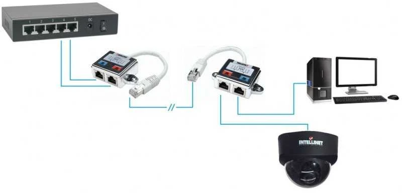 Intellinet 504195 kabelių sąsaja / invertavimo adapteris RJ-45 2x RJ-45 Sidabras