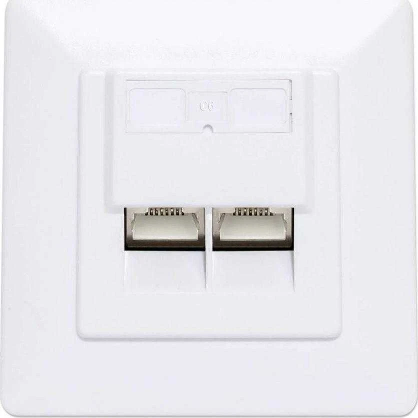 Intellinet 771900 Lizdas jungiama į tinklą podtynkowe 2xRJ45 Cat6 10G, STP, 80x80mm, balta