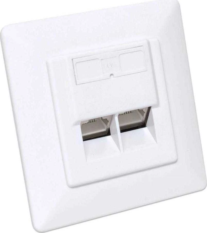 Intellinet 771900 Lizdas jungiama į tinklą podtynkowe 2xRJ45 Cat6 10G, STP, 80x80mm, balta