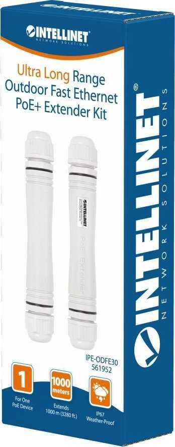 „Intellinet 561952“ lauko RJ45 PoE+ 30W, iki 1000 m, 2 vnt rinkinys, IP67