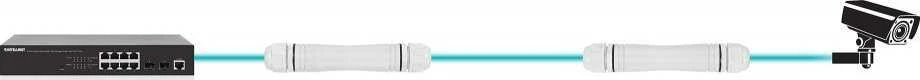 „Intellinet 561952“ lauko RJ45 PoE+ 30W, iki 1000 m, 2 vnt rinkinys, IP67