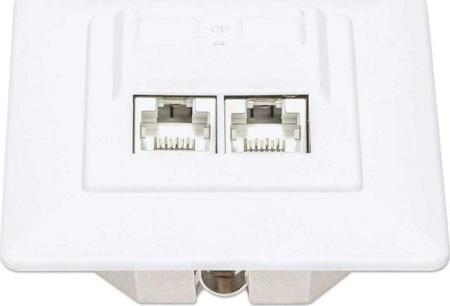 Intellinet 771900 Lizdas jungiama į tinklą podtynkowe 2xRJ45 Cat6 10G, STP, 80x80mm, balta
