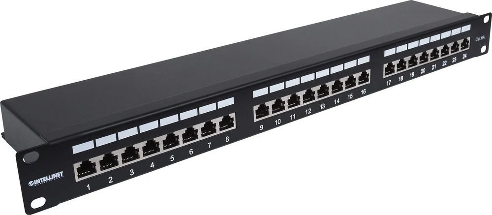 Intellinet tinklo sprendimų komutacinė panelė Cat6a ekranuose