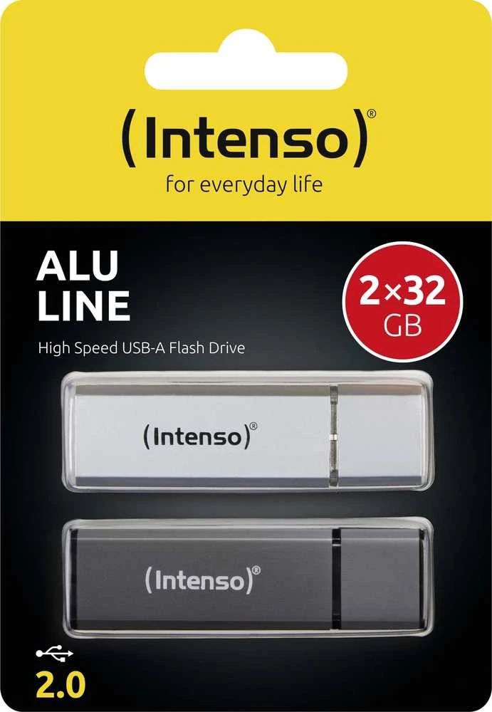 Pendrive Intenso AluLine USB Drive 2x32GB USB 2.0 Antracyt, Sidabrinė (3521480)
