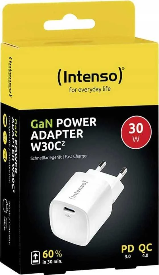 Intenso maitinimo adapteris W30C² GaN baltas 1x USB-C 30W