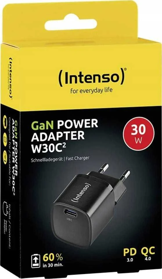 Intenso W30C² GaN įkroviklis pakuotėje