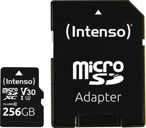 „Intenso Micro SDXC 256GB C10 UHS-I Professional“ + adapteris
