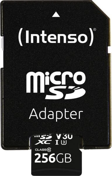 „Intenso Micro SDXC 256GB C10 UHS-I Professional“ + adapteris