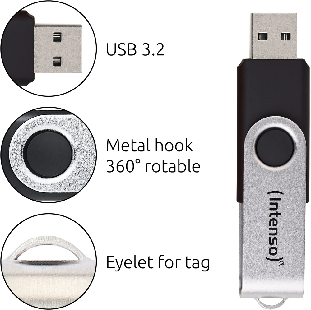Intenso Office Line 256GB USB Stick 3.2 sidabrinis-juodas