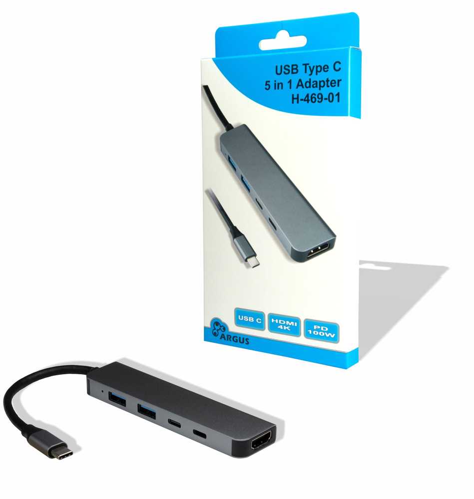Inter-Tech Doko stotelė USB-C Argus 5in1