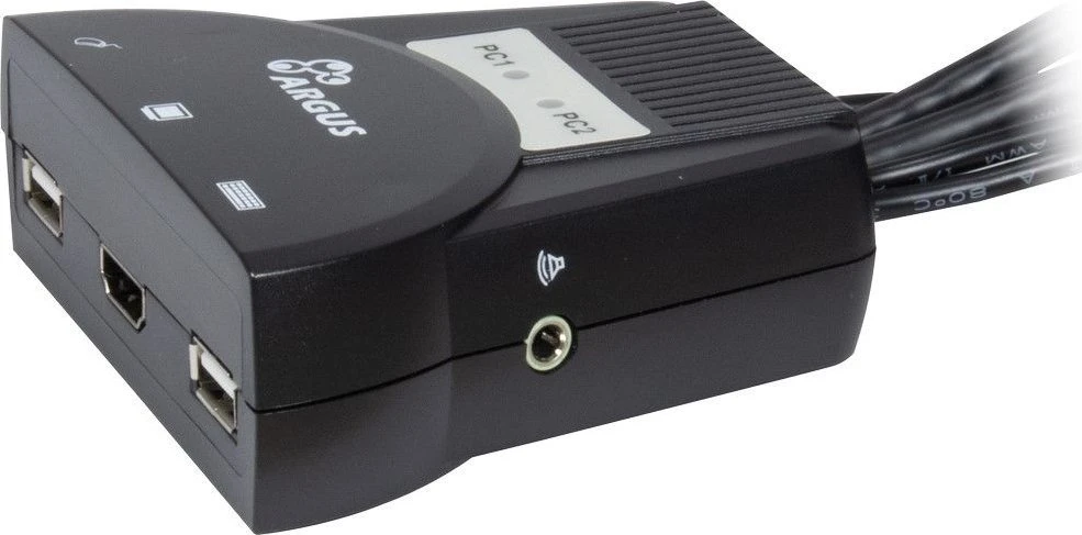 Inter-Tech KVM jungiklis LS-21HA HDMI, 2 prievadų, Kunststoff mažmeninė prekyba