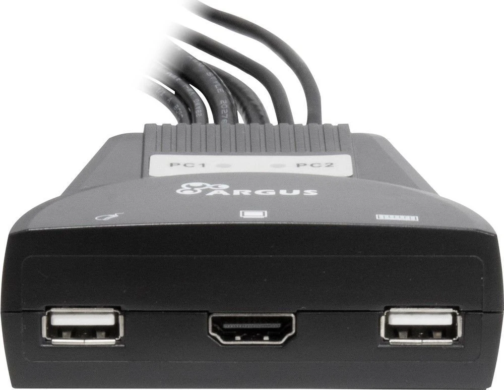 Inter-Tech KVM jungiklis LS-21HA HDMI, 2 prievadų, Kunststoff mažmeninė prekyba