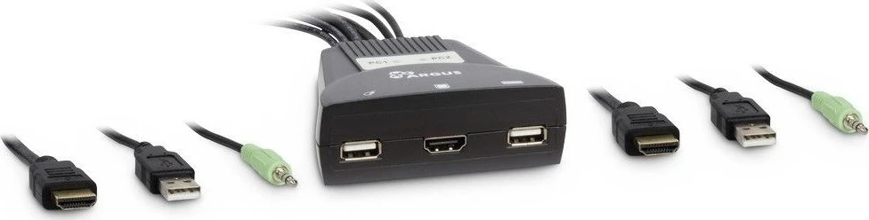 Inter-Tech KVM jungiklis LS-21HA HDMI, 2 prievadų, Kunststoff mažmeninė prekyba