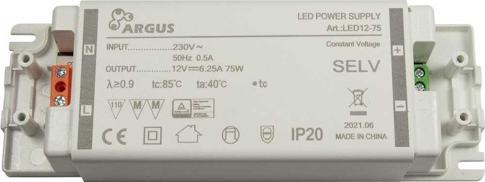 Inter-Tech Inter-Tech LED Trafo LED12-75 75W, 12V, 6250mA, IP20 mažmeninė prekyba