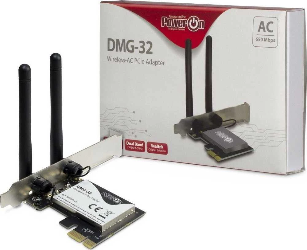 Inter-Tech Wi-Fi 5 PCIe Adapteris DMG-32 2dBi Antenne 650Mbps retail