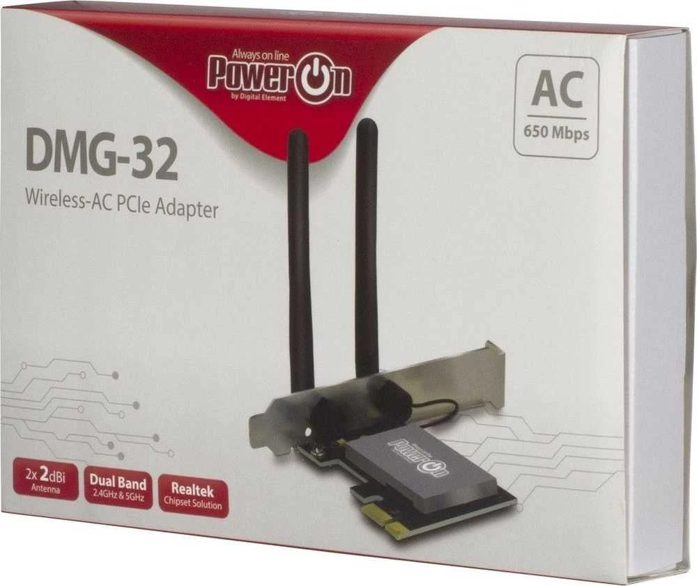 Inter-Tech Wi-Fi 5 PCIe Adapteris DMG-32 2dBi Antenne 650Mbps retail