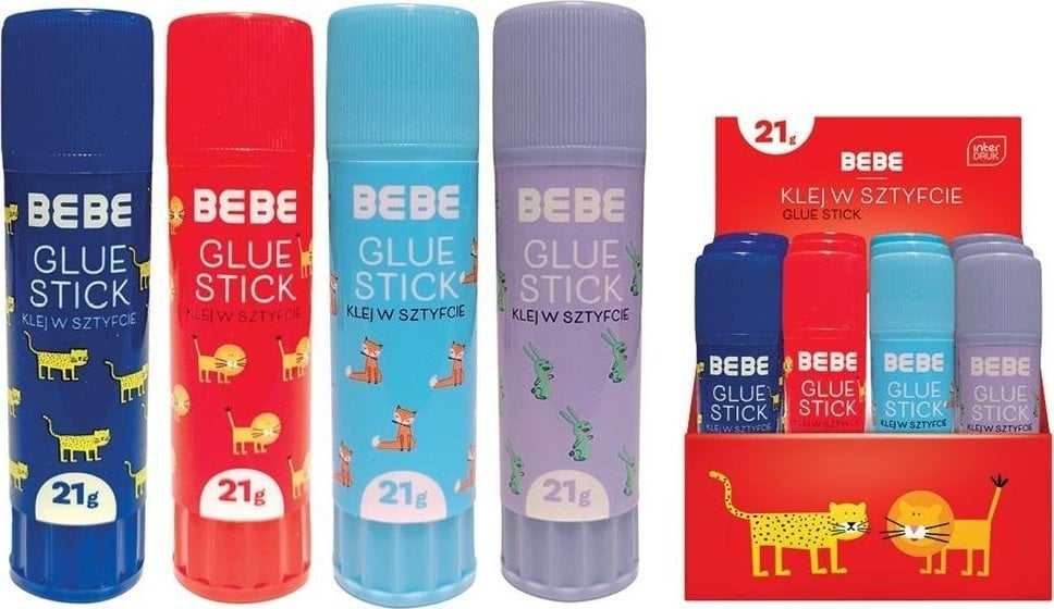 Interdruk Klej w sztyfcie szkolny 21g RÓŻNE KOLORY kids 1 sztuka