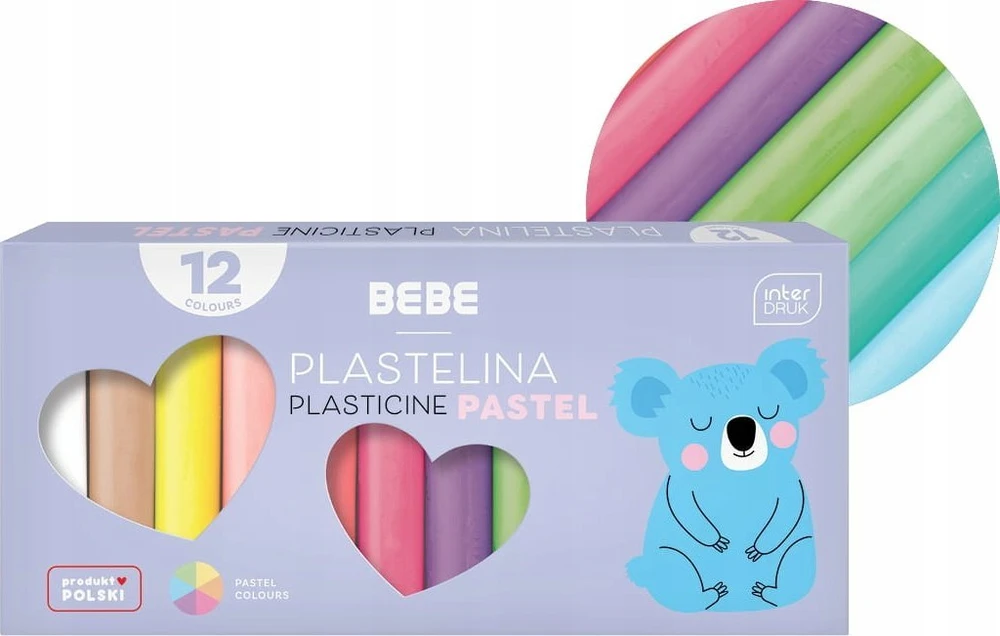 Interdruk Plastilinas 12 pastelinių spalvų minkšto plastiko masė vaikams 1 vnt.