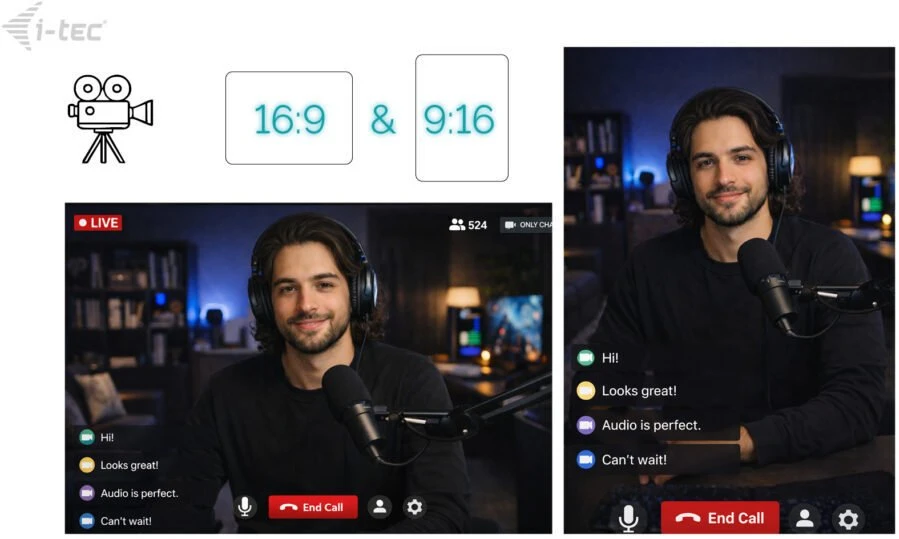 „I-tec SOLOMON 700 STREAM 4K“ internetinė kamera su žiediniu apšvietimu, PDAF