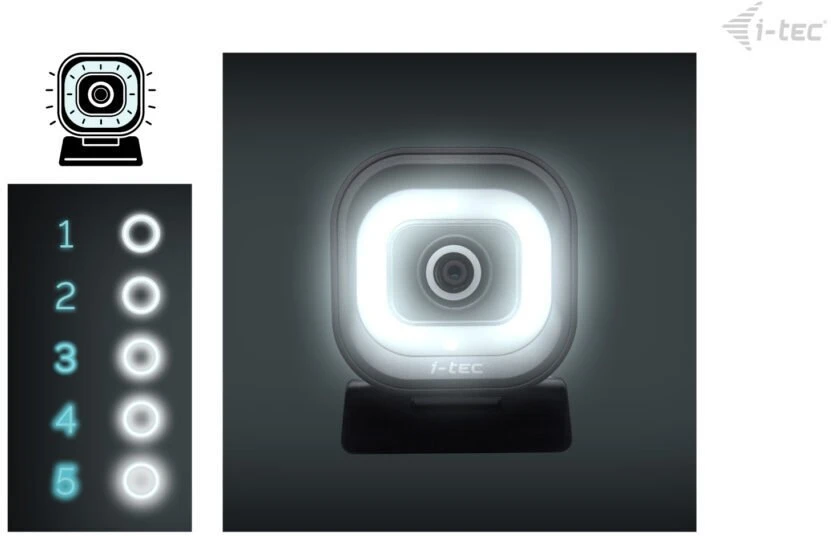 „I-tec SOLOMON 700 STREAM 4K“ internetinė kamera su žiediniu apšvietimu, PDAF