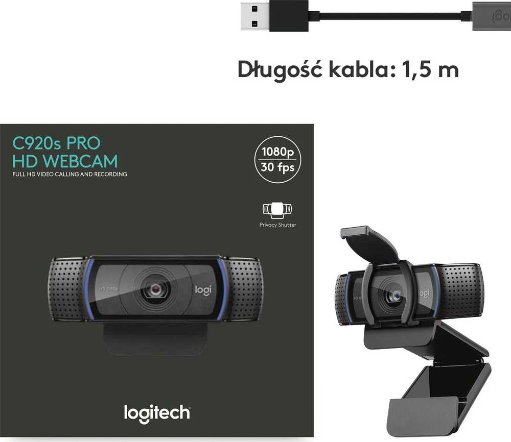 Internetinė kamera Logitech HD Pro C920S  Webcam/ FHD