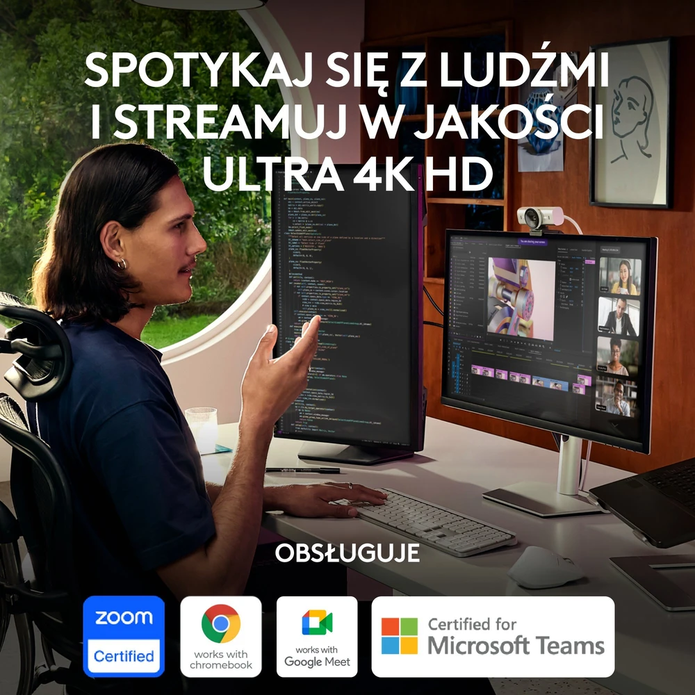 Logitech MX Brio 4K Ultra HD internetinė kamera, spalva: šviesiai pilka (960-001554)