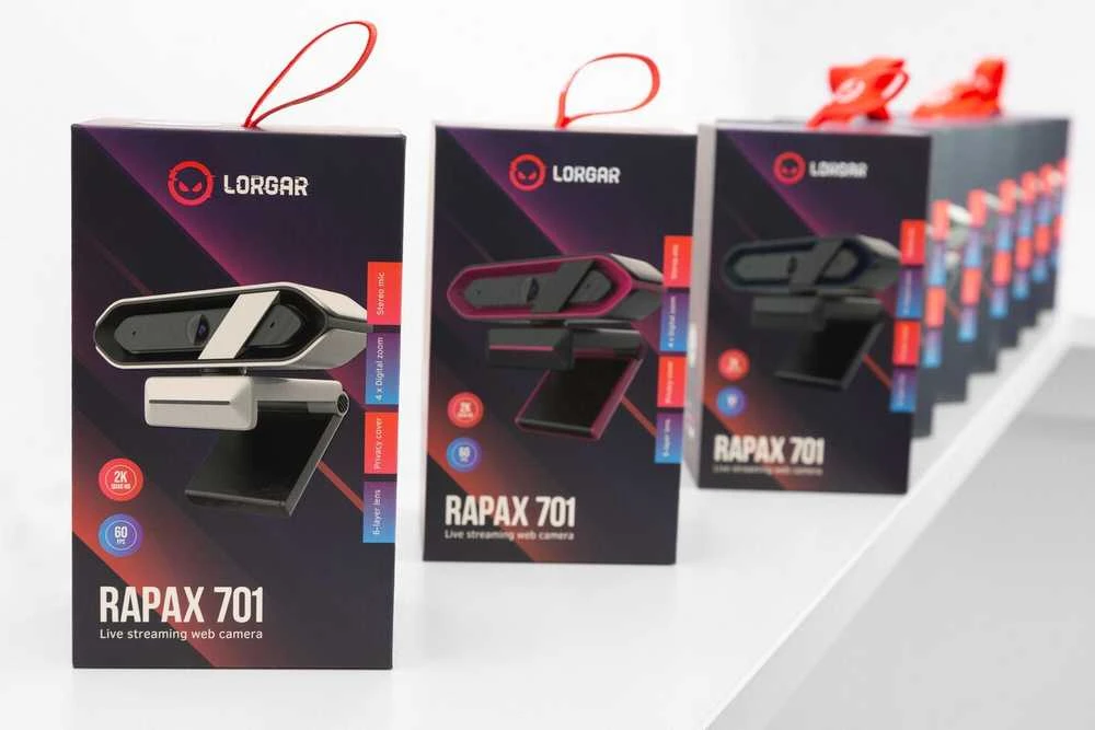 LORGAR Rapax 701, srautinio perdavimo kamera, 2K 1080P/60 kadrų per sekundę, 1/3'', 4Mega CMOS vaizdo jutiklis, automatinis fokusavimas, integruotas didelio jautrumo mažo triukšmo slopinimo mikrofonas, baltos dangos spalva, USB 2.0 Type C, L=2000mm, dydis : 105x46.8x62.5mm, Svoris: 108g