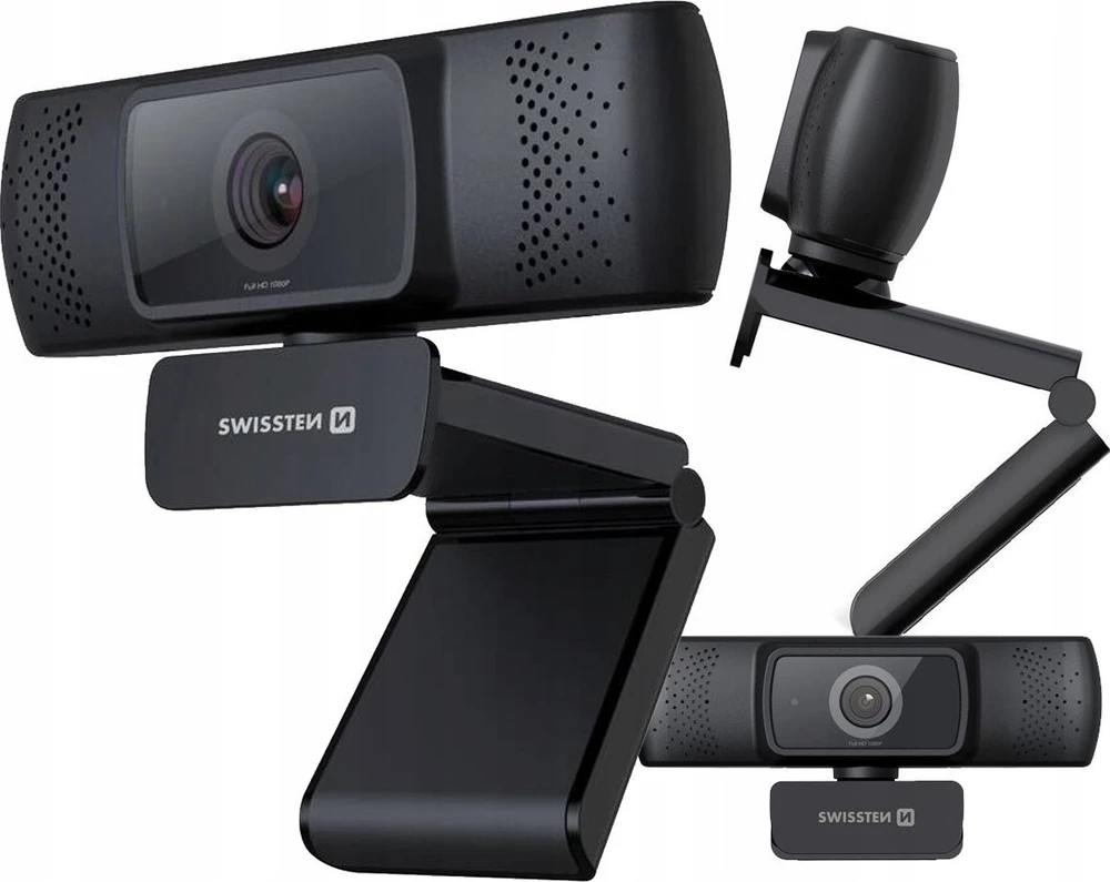 Swissten Full HD žiniatinklio kamera su mikrofonu / Auto Focus USB 2.0 Juodas