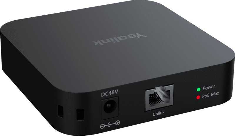 Yealink RCH40 E2, Gigabit Ethernet, 10/100/1000, IEEE 802.3af, IEEE 802.3at, Juoda, PoE-Max, Maitinimas, DC, PoE