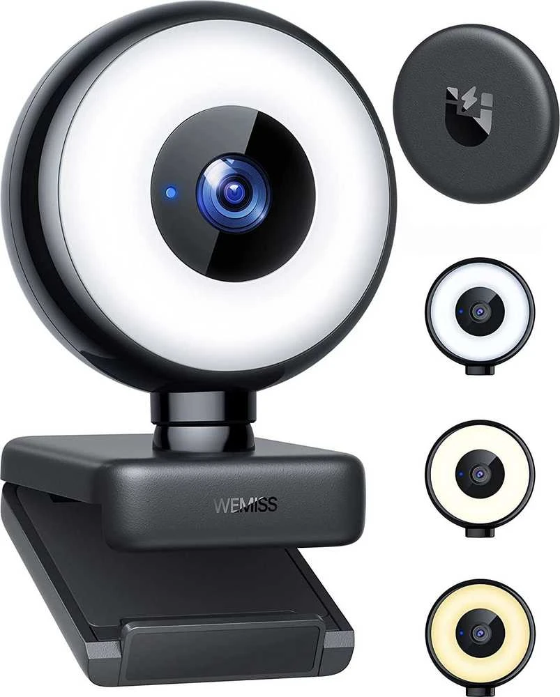 WEMISS CM-A2 Stream serija su žiedine lempute Full HD interneto kamera su 1/3" CMOS jutikliu juodos spalvos