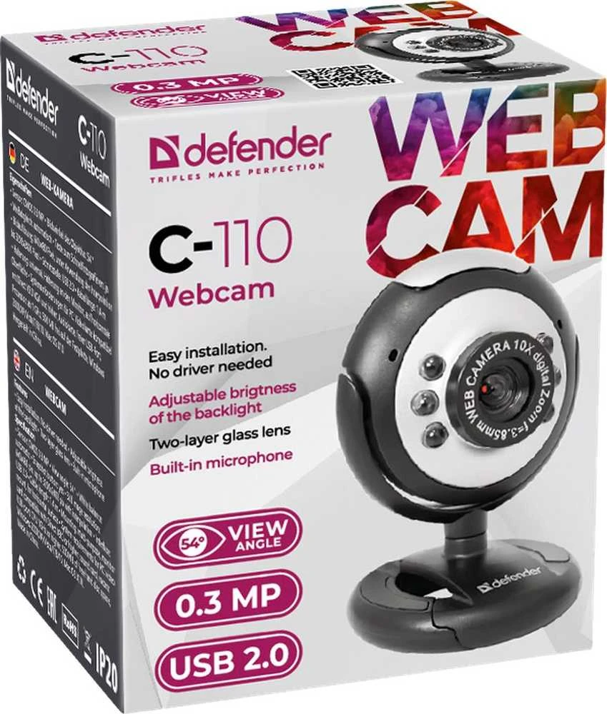 DEFENDER Web-cam C-110 0,3MP foninio apšvietimo nuotraukos mygtukas